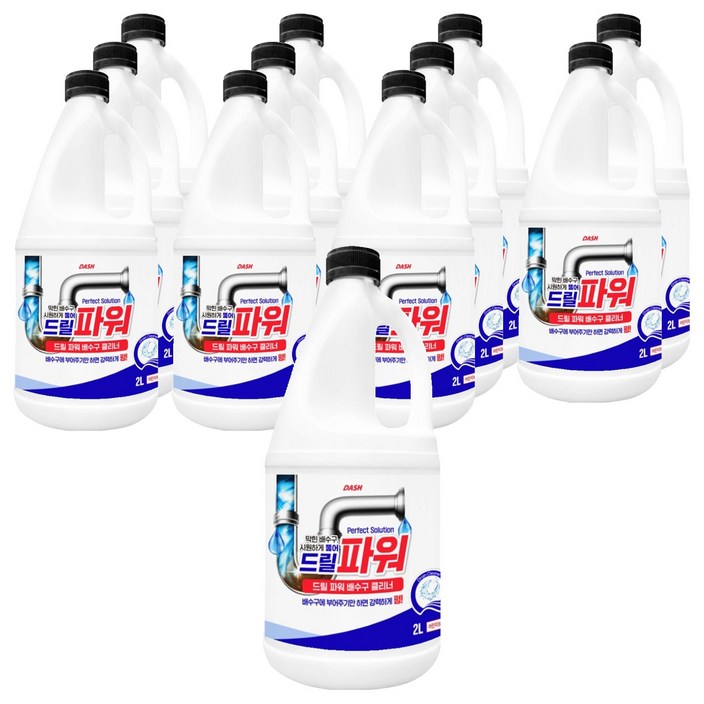 대쉬 드릴 파워 배수구 클리너, 2L, 12개