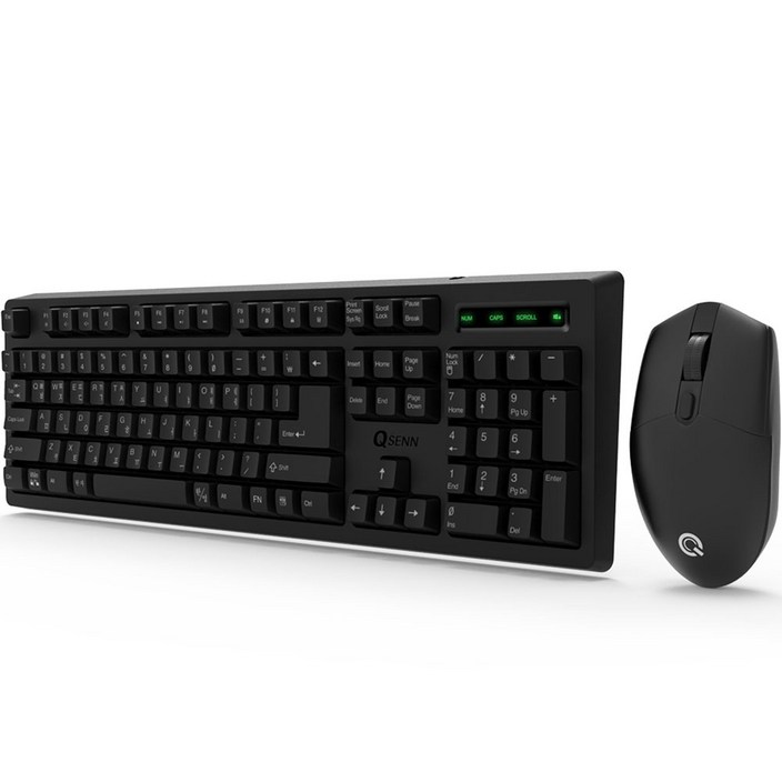 큐센 무선 키보드 마우스 키스킨 세트, 블랙, 일반형, MK450