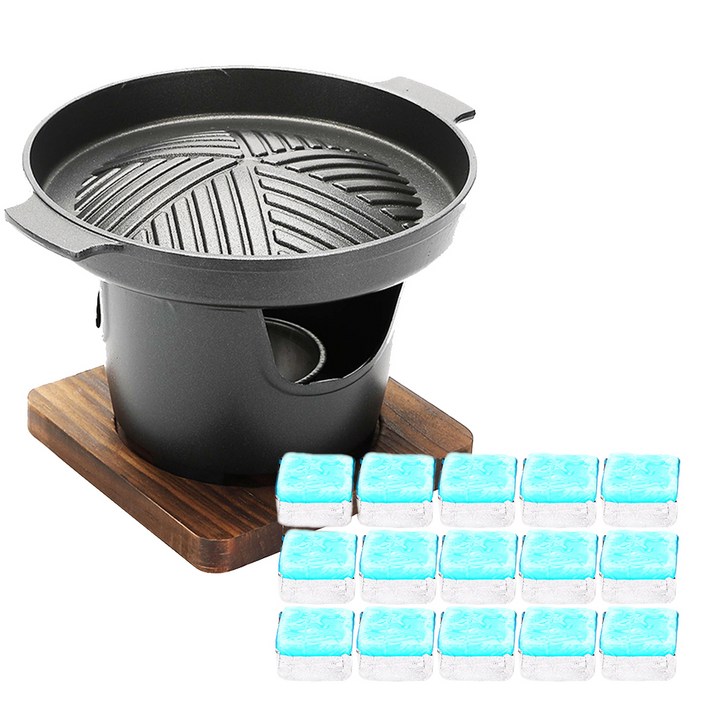 노뉴 미니화로 NONEW-MB1000 싱글 + 에탄올 고체연료 30g x 15p 세트, 17 x 17 x 2.0 cm, 1세트