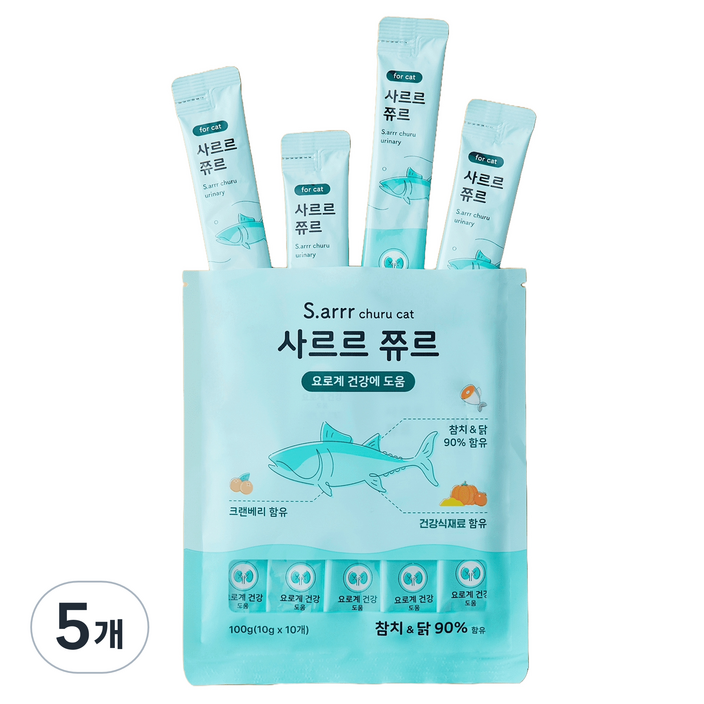 아르르 사르르 쮸르 짜먹는 고양이간식 요로계건강, 100g, 5개, 혼합맛참치닭 아르르 사르르 쮸르 짜먹는 고양이간식 요로계건강, 100g, 5개, 혼합맛참치닭