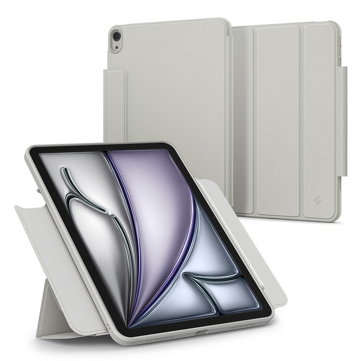 슈피겐 커버 분리 360도 회전 거치 펜슬 마그네틱 태블릿PC 케이스 에어스킨프로 원탭 ACS06514, 그레이, 1개