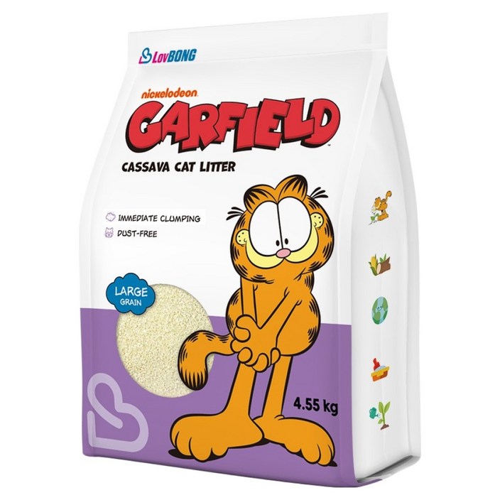 러봉 응고형 가필드 카사바 굵은입자 고양이 모래 퍼플