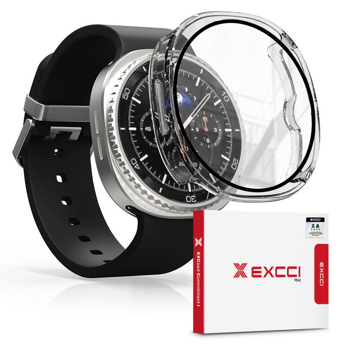 엑씨 9H 풀커버 강화유리 일체형 하드 스마트워치 케이스, 투명, 1개