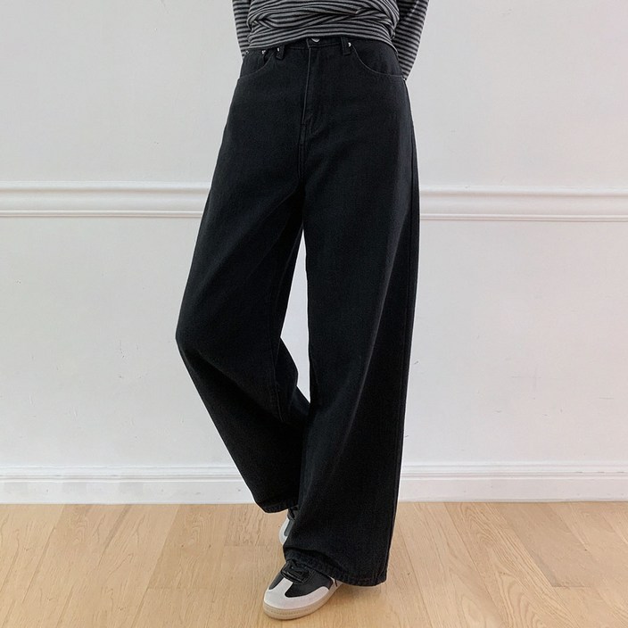 플랜데이 여성용 롱/숏 기장 로이 와이드 코튼 팬츠