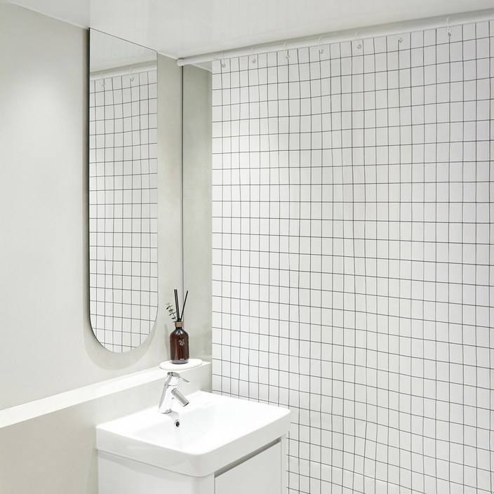 까사마루 방수 샤워 커튼 + 커튼링 12p + 샤워봉 세트