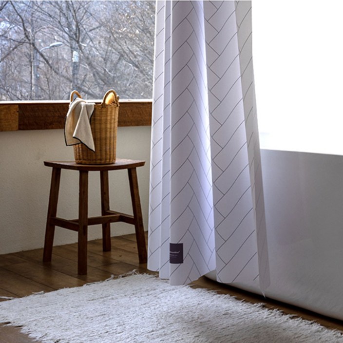 원세븐나인 모던부티크 헤링본 패브릭 샤워커튼, 혼합색상, 1개