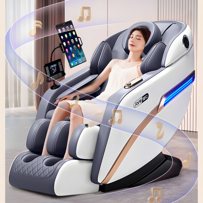 전신 스마트 안마의자 마사지 선물 안락의자 안마기 듀얼트랙 에어쿠션 무중력 블루투스 완제품배송, 화이트