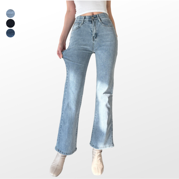 하바우 여성 빅사이즈 히든밴딩 스판 세미 부츠컷 청바지
