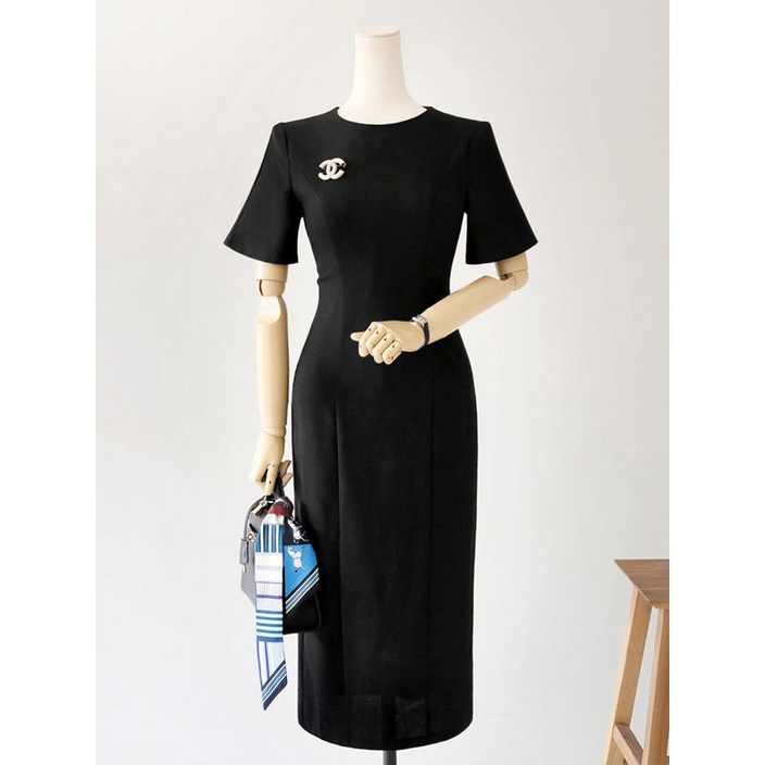 시크라인 XXL까지 라운드넥 절개라인 H라인 원피스 여름 하객룩 슬림핏 오피스룩 데이트 모임 미시 빅사이즈