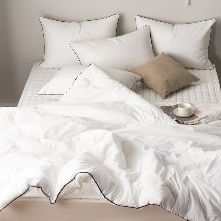 국내제조 띵스룸 블랙라인 100수 고밀도 순면 항진드기 향균 옥수수솜 호텔이불