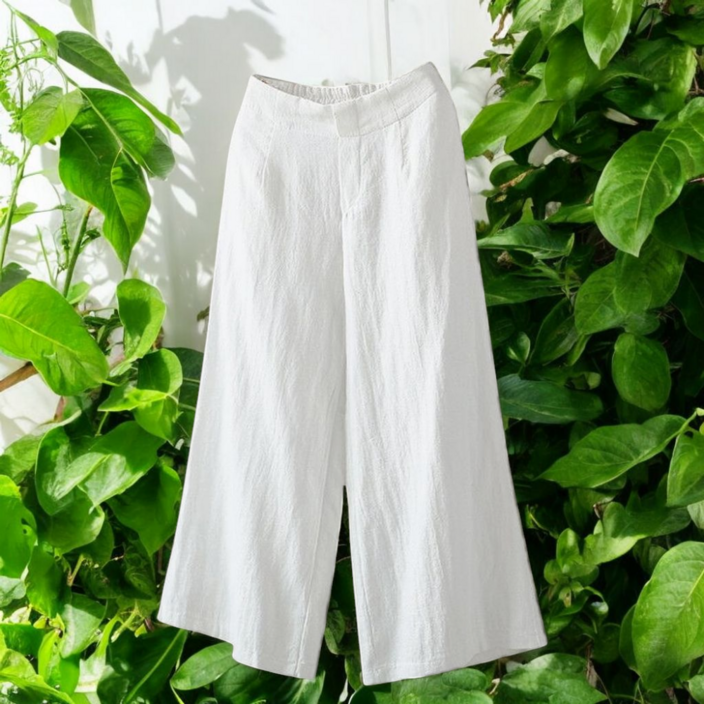 Moranbit 허리밴딩 린넨 와이드팬츠 9부 빅사이즈 부츠컷 레이온혼방 여름바지