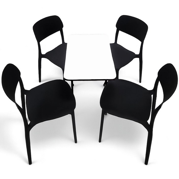이엔비 일체형 인테리어 식탁의자, 4개, 블랙