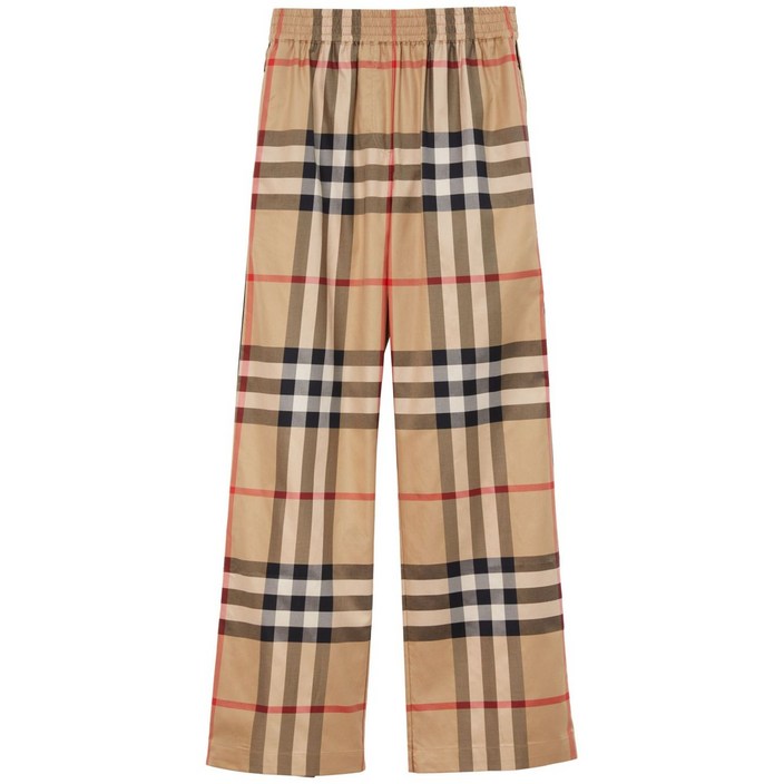 버버리 체크 패턴 플레어 팬츠