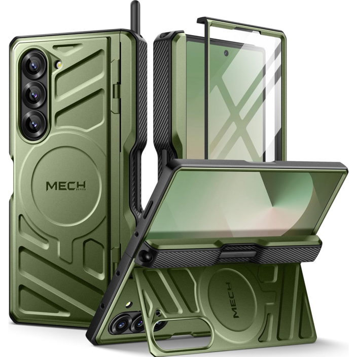 통에이트 힌지 보호 S펜 수납 슬림 풀커버 거치대 휴대폰 케이스+액정보호필름 세트