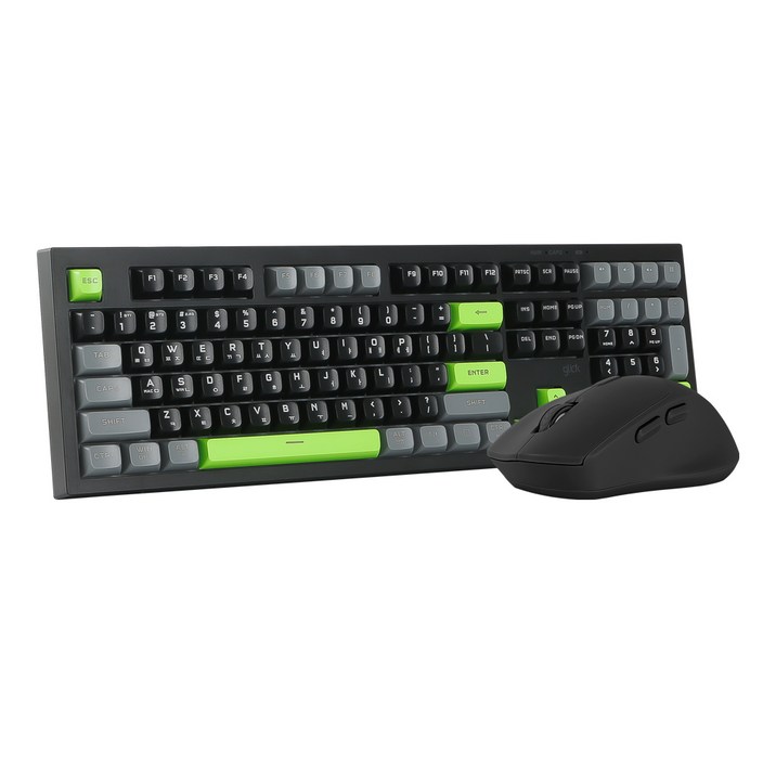 지클릭커 오피스프로 WMK50 사일런스 M 무소음 무선 블루투스 108 키보드 마우스 세트, 일반형, 포커그린, WMK50 108키