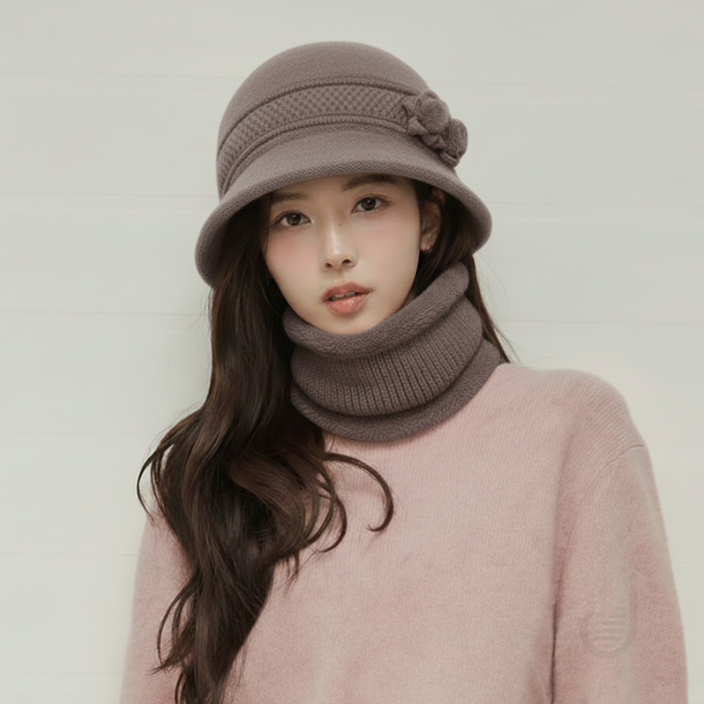 숙이네막내딸 중년 여성 겨울 모자 할머니 엄마 선물 팬지꽃