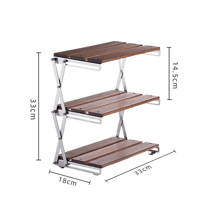 캠핑 랙 야외 접이식 휴대용 스토리지 일본 데스크탑 선반 수납 선반 원목 설치가 필요없는 다층 선반