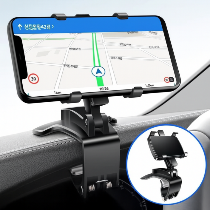 스텔스 360 회전 논슬립 계기판 휴대폰 거치대, 블랙, 1개