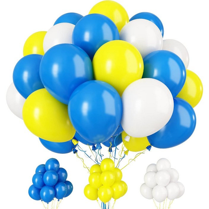 생일 파티 헬륨 풍선 , 블루 흰색 노란색 라텍스 풍선, 혼합색상 , 크리스마스 풍선 , 30cm, 52개