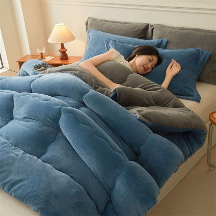 Fowod 겨울이불 프리미엄 우유양털 극세사 두꺼운 양면 이불 보온