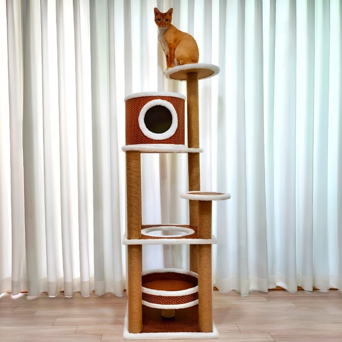 펫카 고양이 튼튼 스크래쳐 하우스 캣타워 PTWT-01, 1RO