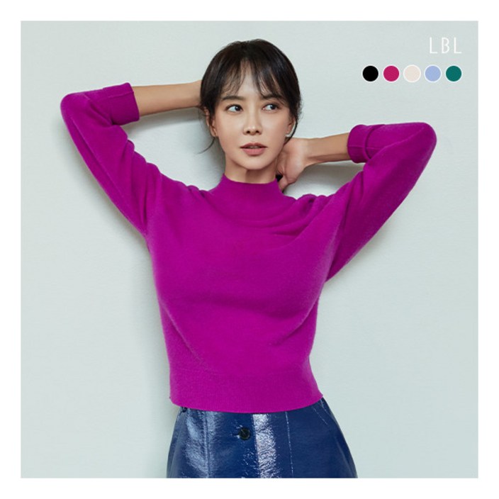 [LBL] (런칭가119,000원) 퓨어캐시미어100 반하이넥 니트