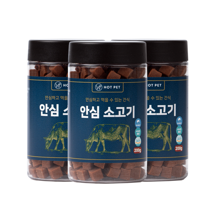 핫펫 강아지 안심 져키 간식 200g, 소고기, 3개 , 관절 안심, 소고기, 200g, 3개