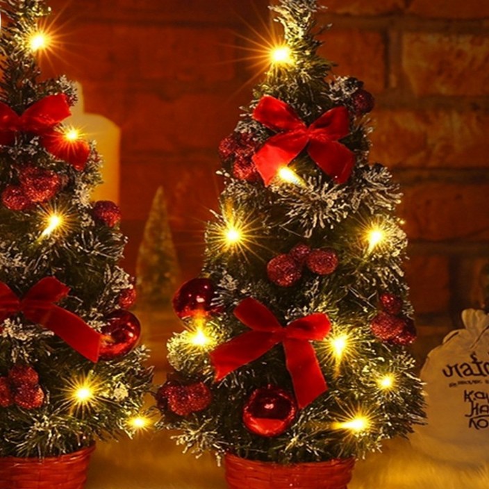 [5시건 당일출고] 1+1 반짝반짝 LED 미니트리 크리스마스 풀셋트 (당일배송), 레드40cm+레드40cm