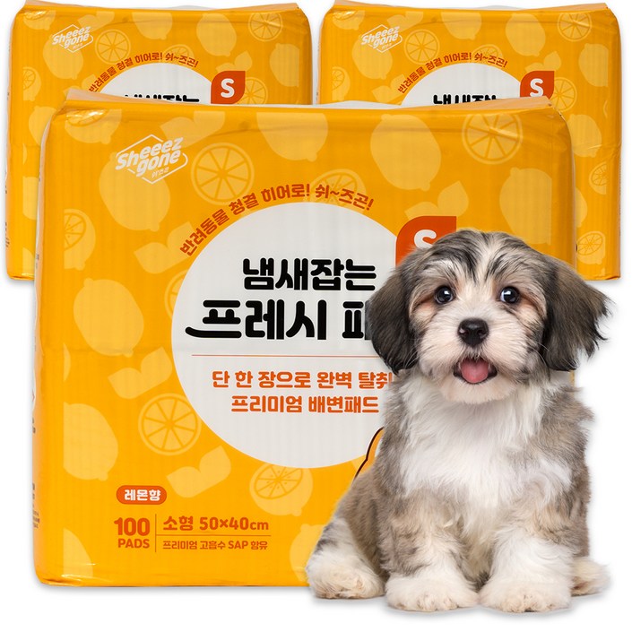 쉬즈곤 냄새잡는 프레시 패드 레몬향, 3개, 100개입 쉬즈곤 냄새잡는 프레시 패드 레몬향, 3개, 100개입