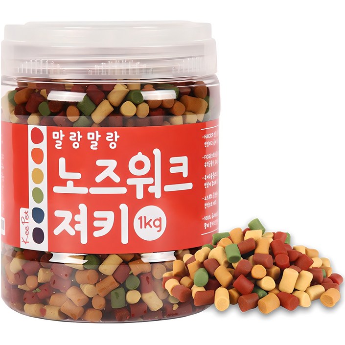 킵펫 강아지 말랑말랑 노즈워크 져키, 혼합맛황태연어치즈참치오리, 1kg, 1개