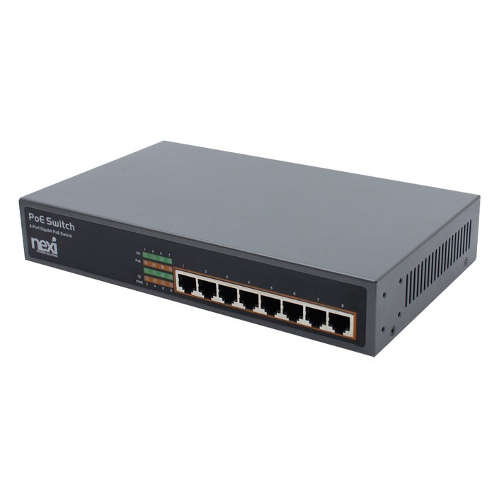 넥시 8포트 기가비트 POE 스위치 허브 150W, NXPOE818R, 1개