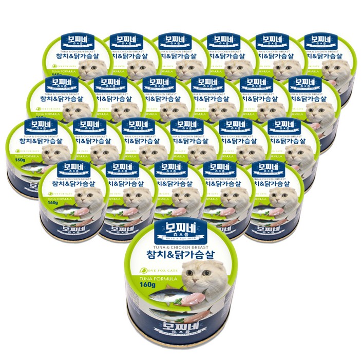 모찌네 생후 3개월 이상 고양이 츄릅 주식캔, 참치닭가슴살, 160g, 24개