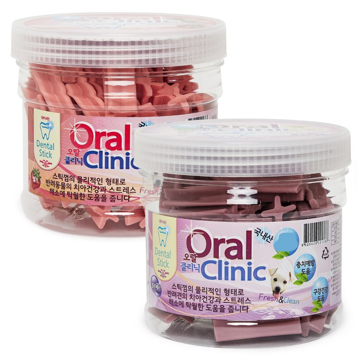 강아지 오랄클리닉 덴탈껌 세트, 딸기 블루베리, 300g, 2개