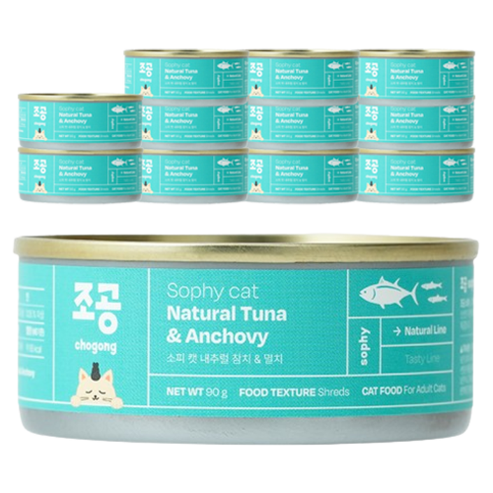 조공 소피 캣 내추럴 습식캔 12p, 참치멸치, 90g, 1세트 조공 소피 캣 내추럴 습식캔 12p, 참치멸치, 90g, 1세트