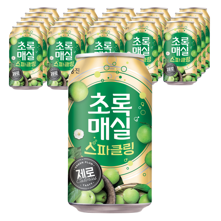 초록매실 스파클링 제로 캔, 350ml, 24개