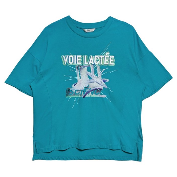 주크 여성용 라운드넥 프린트 반팔 티셔츠