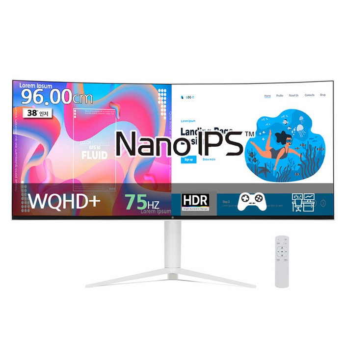 픽셀아트 WQHD+ 나노IPS BLACK 커브드 모니터 화이트, 96cm, PAQ3830W(일반)
