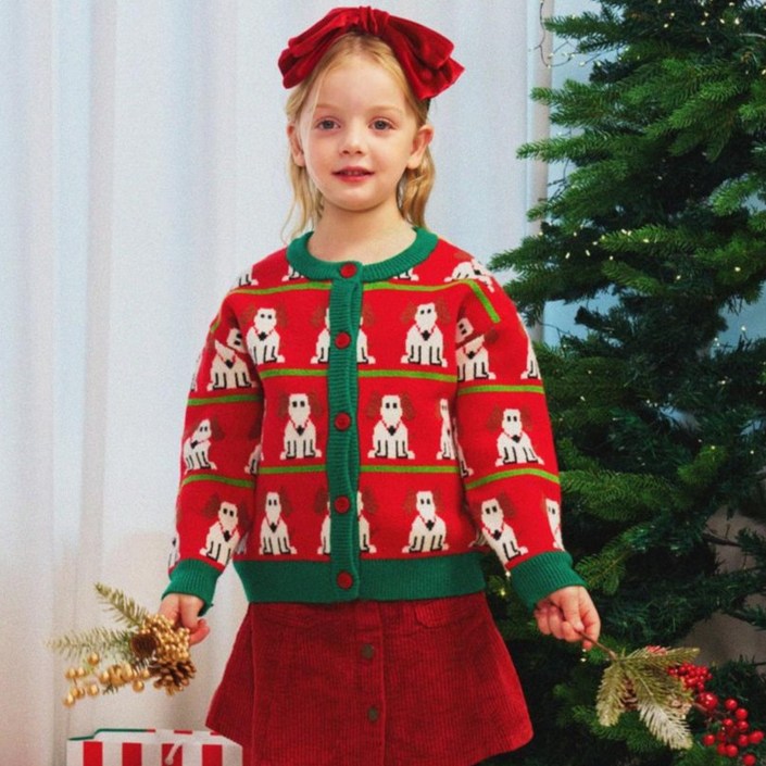 미니도우 아동용 닥스퍼피 크리스마스 가디건