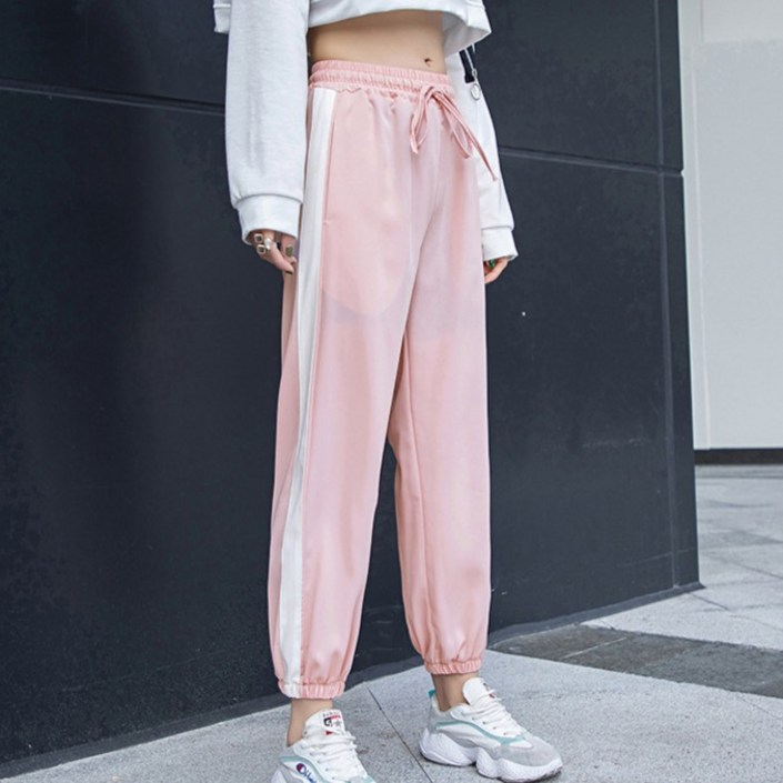 파라다이소 여성용 사이드 배색 스트릿 조거 트레이닝 팬츠