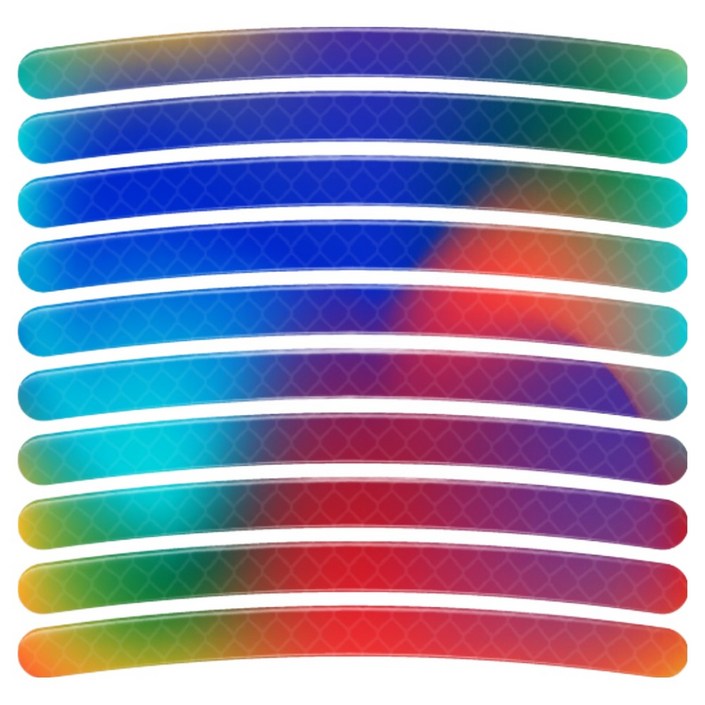 스코라 야간 시인성 휠 반사 스티커 오로라 레인보우 7mm x 9cm 40p