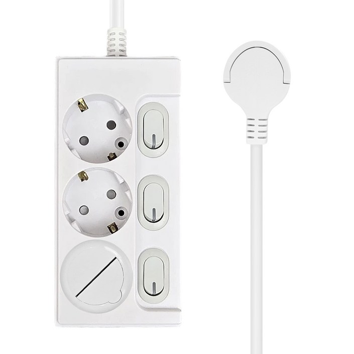 원스탑 재로갭 슬림 개별 스위치 멀티탭 3구 16A + 안전커버