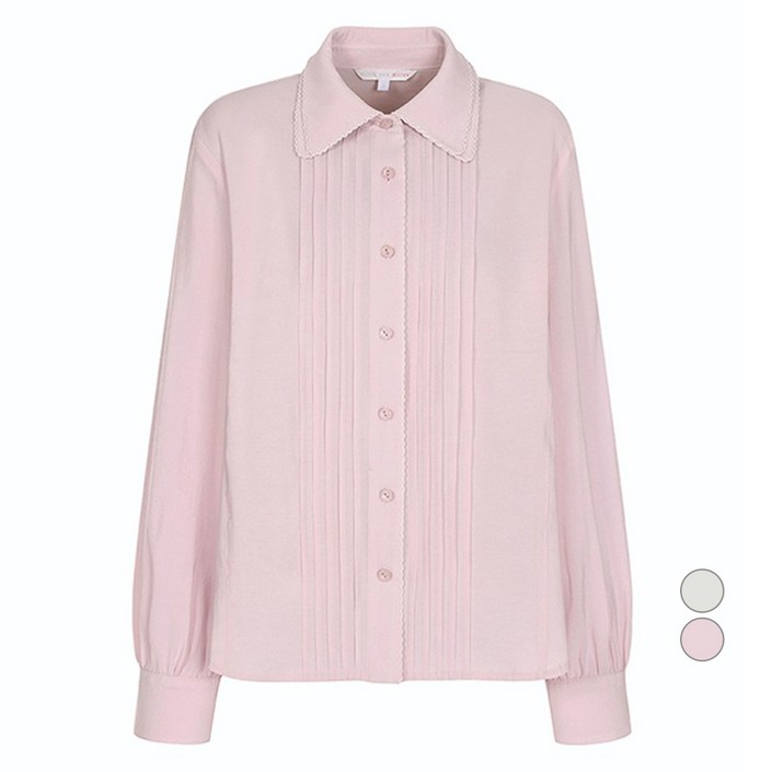 올리브데올리브 여성용 피코드 자수 핀턱 블라우스