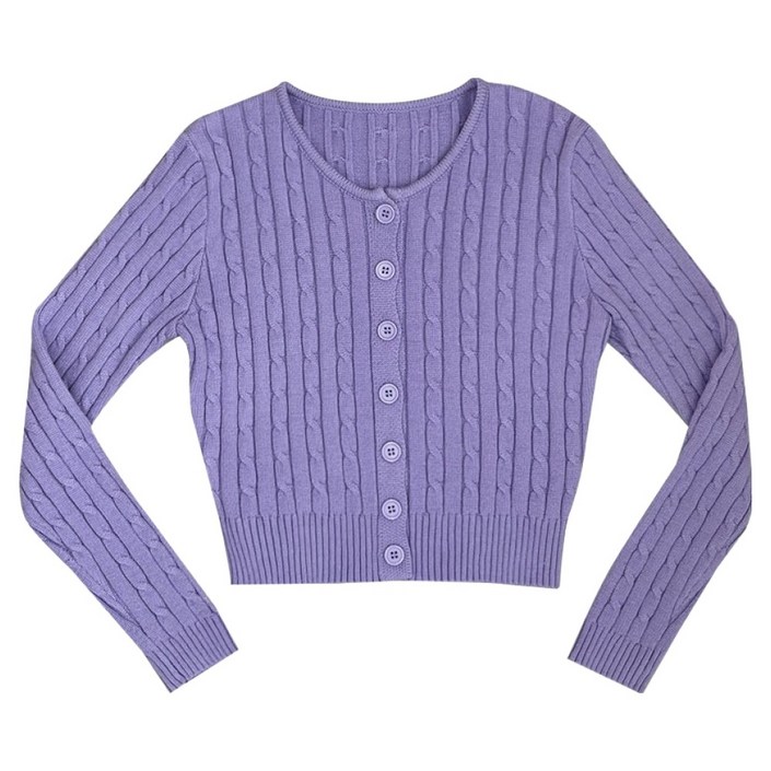 플랜데이 여성용 라드 라운드 크롭 꽈배기 가디건