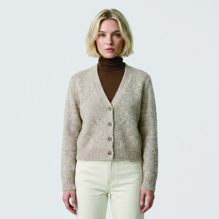 올리브데올리브 여성용 모블랜딩 브이넥 크롭 니트 가디건