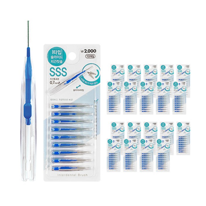 오죤플러스 슬라이드 치간칫솔 SSS 0.7mm, 10개입, 20개 오죤플러스 슬라이드 치간칫솔 SSS 0.7mm, 10개입, 20개
