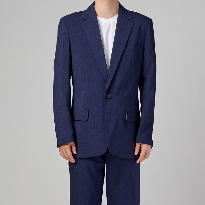 카포넬 남성용 린넨 데일리 플랩포켓 원버튼 자켓 + 바지 정장 세트 CU3001