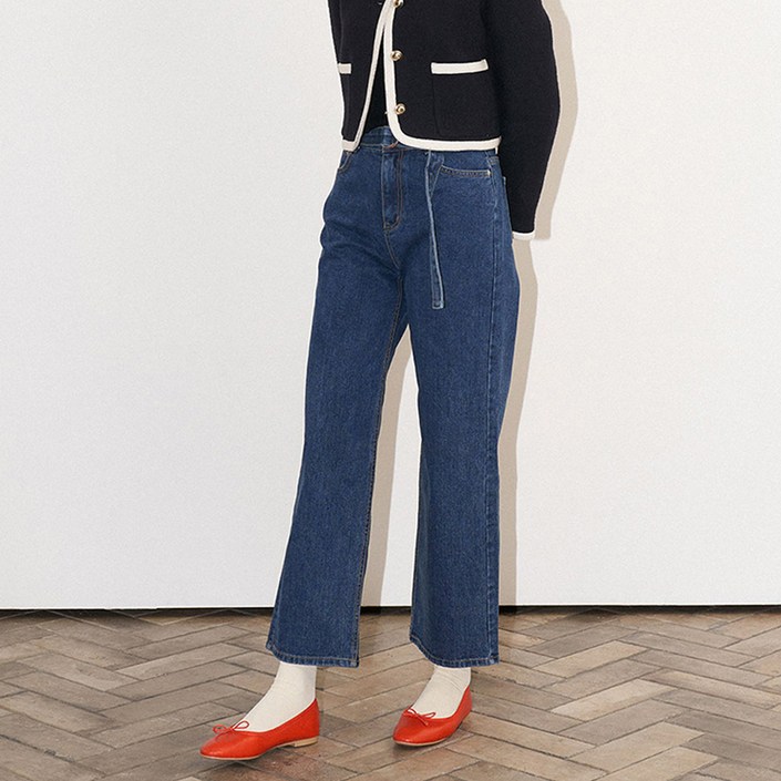 올리브데올리브 여성용 벨티드 데님 팬츠