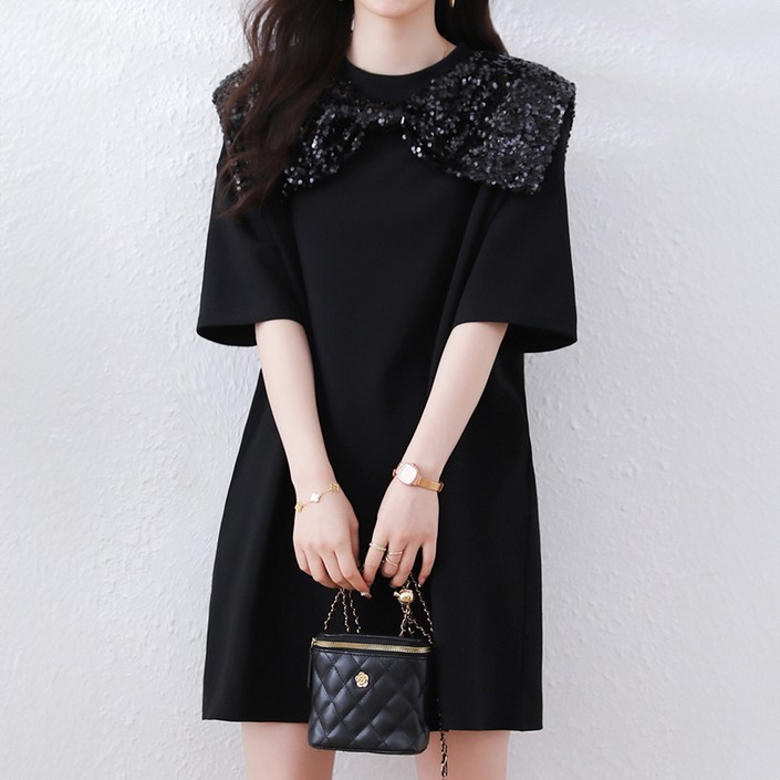 아뗄릭 스팽글 빅 리본 유니크 여름 원피스 10269 빅사이즈 포함