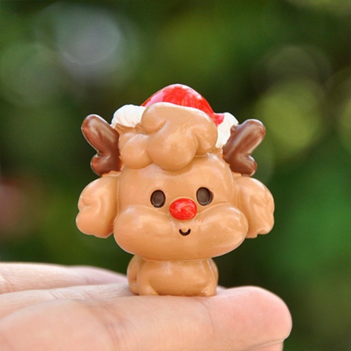 홈플로우 크리스마스 동물 시리즈 인형 미니어쳐 피규어 장식품 산타모자강아지