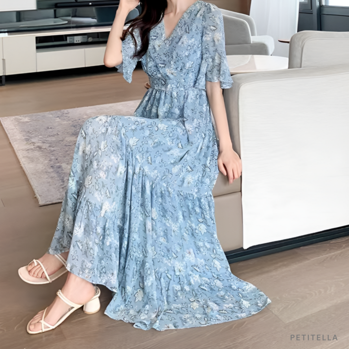 쁘띠엘라 체형커버 휴양지원피스 데일리 스모크밴딩 바캉스룩